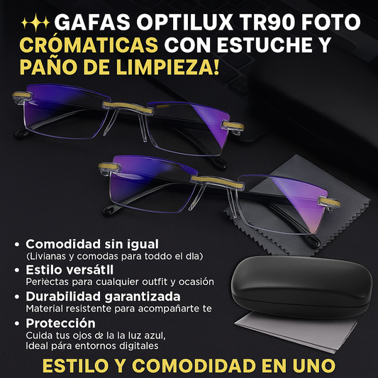 Gafas Inteligentes Optilux TR90 Fotocromáticas ¡Pague 1 y lleve 2!